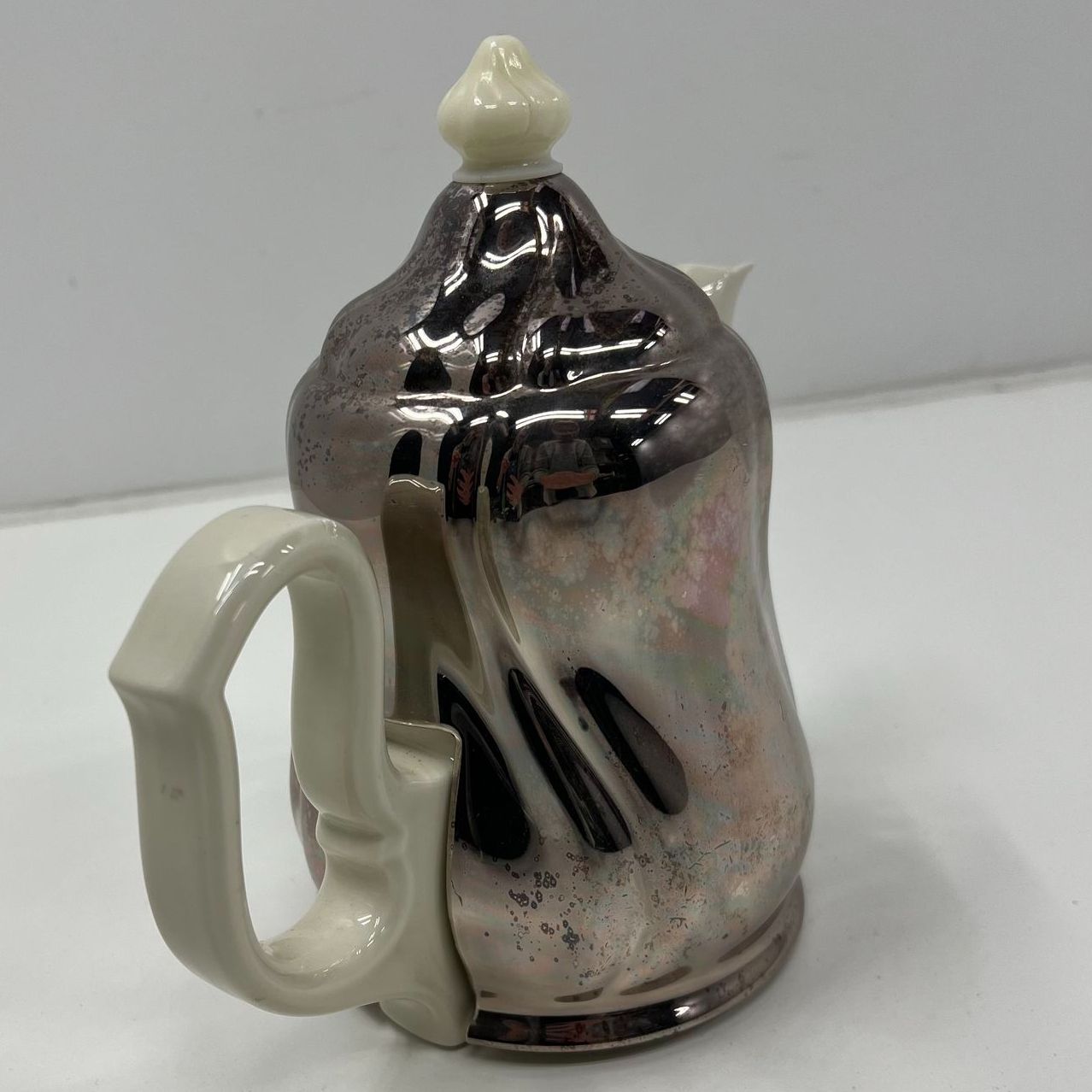 Vintage Porcelain Teapot with Insulated Silverplated Metal Cover