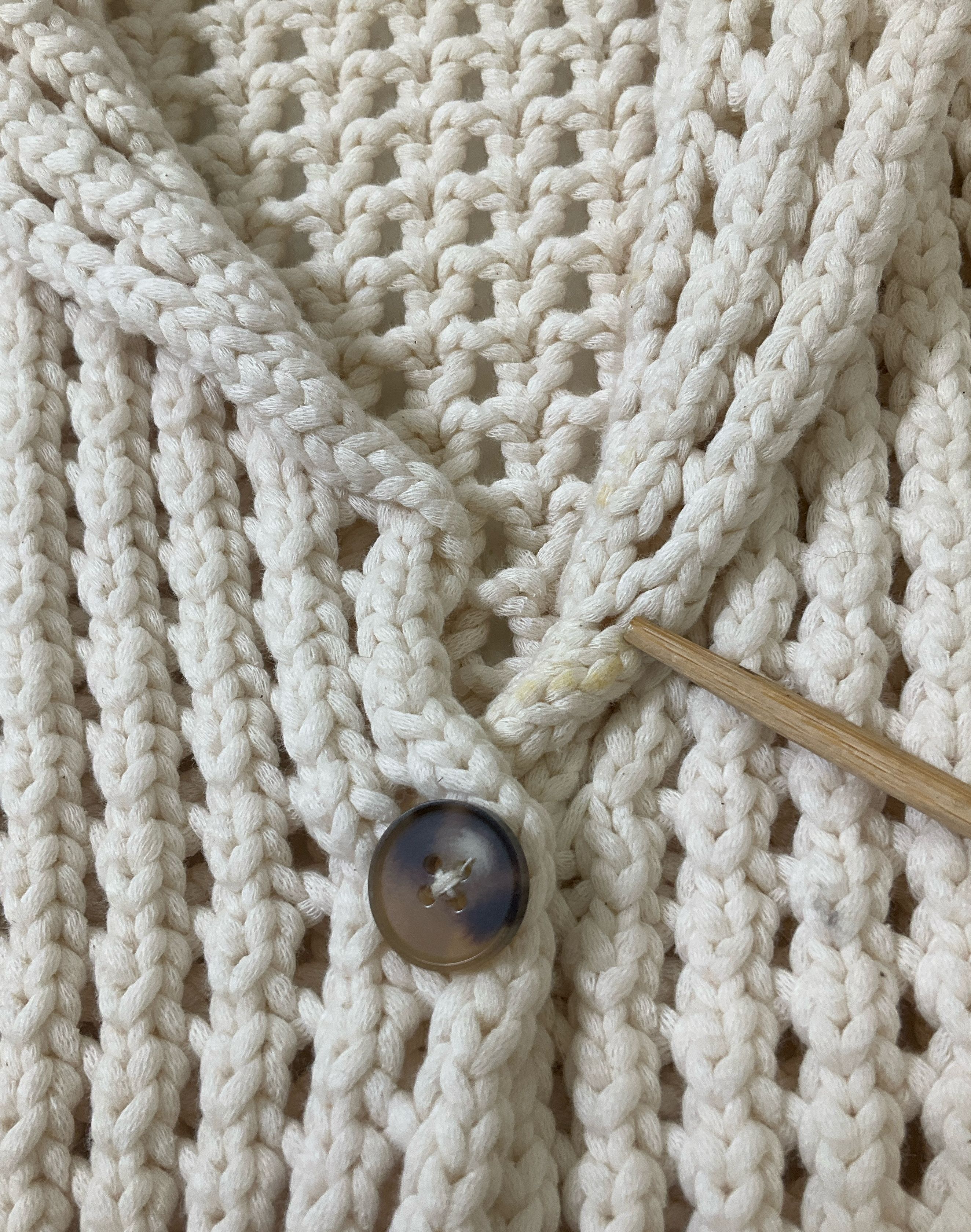 Leap Concept Women's Ecru Argos Open Knit Crochet Short Sleeve Cardigan Size M