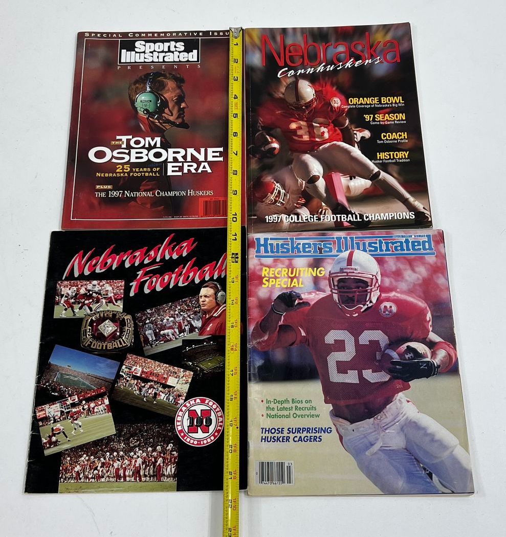 Collectible 80s-90s NE Huskers Osborne Memorabilia Lot Newspapers Book Magazines