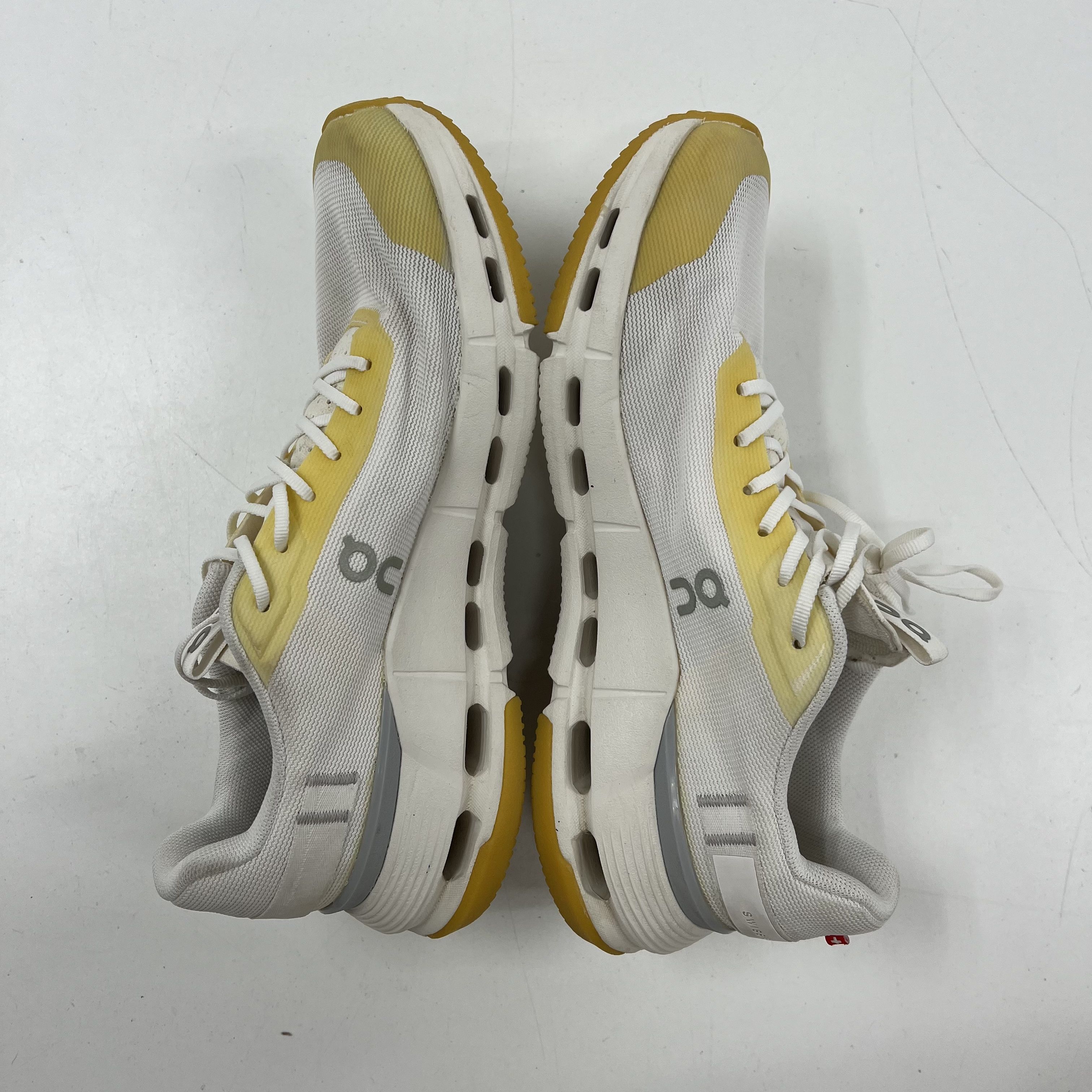 On Cloudnova White Yellow Gum Sole Running Sneakers Women's Size 7.5