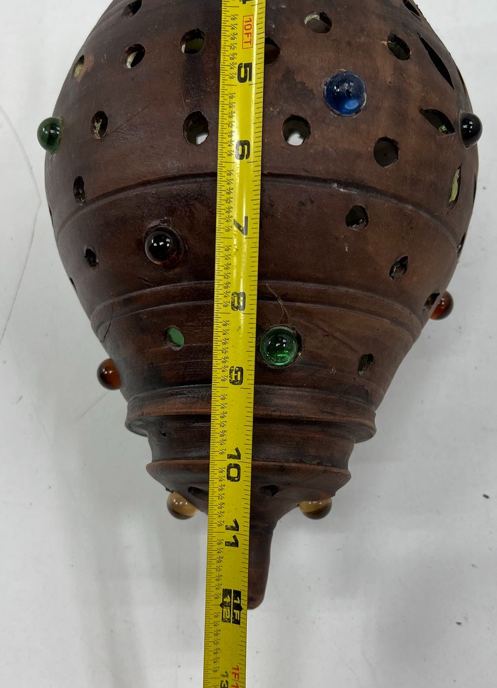 Vintage Moroccan Style Terracotta Candle Holder Luminary with Glass Marbles