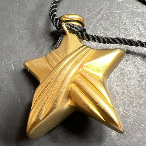 Vintage Debbie J Palmer Gold Tone Star Perfume Bottle Pendant Necklace 17" 21g