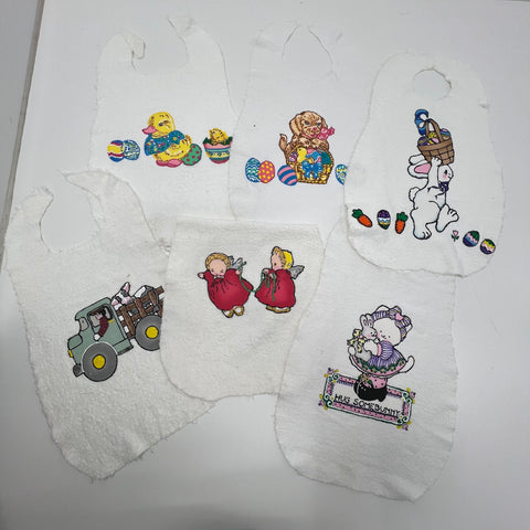 Vintage 80s Unbranded Puffy Graphic Baby Bibs Lot Unfinished Craft Holiday