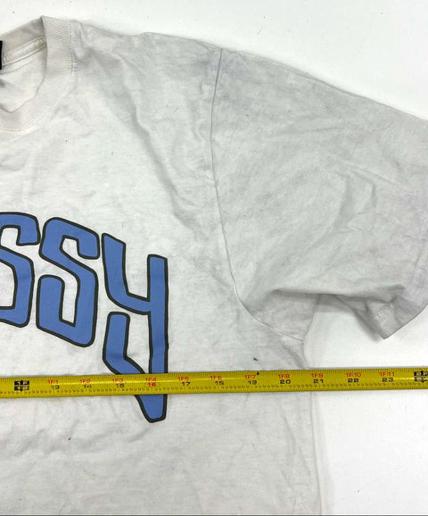 Stussy Spellout Logo Graphic T-Shirt Streetwear Skate White Sz M