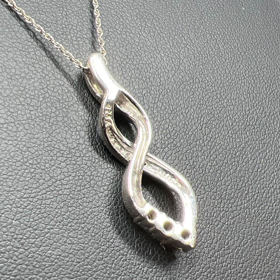 925 Sterling Silver Twist Gemstone Pendant Necklace 3.92g