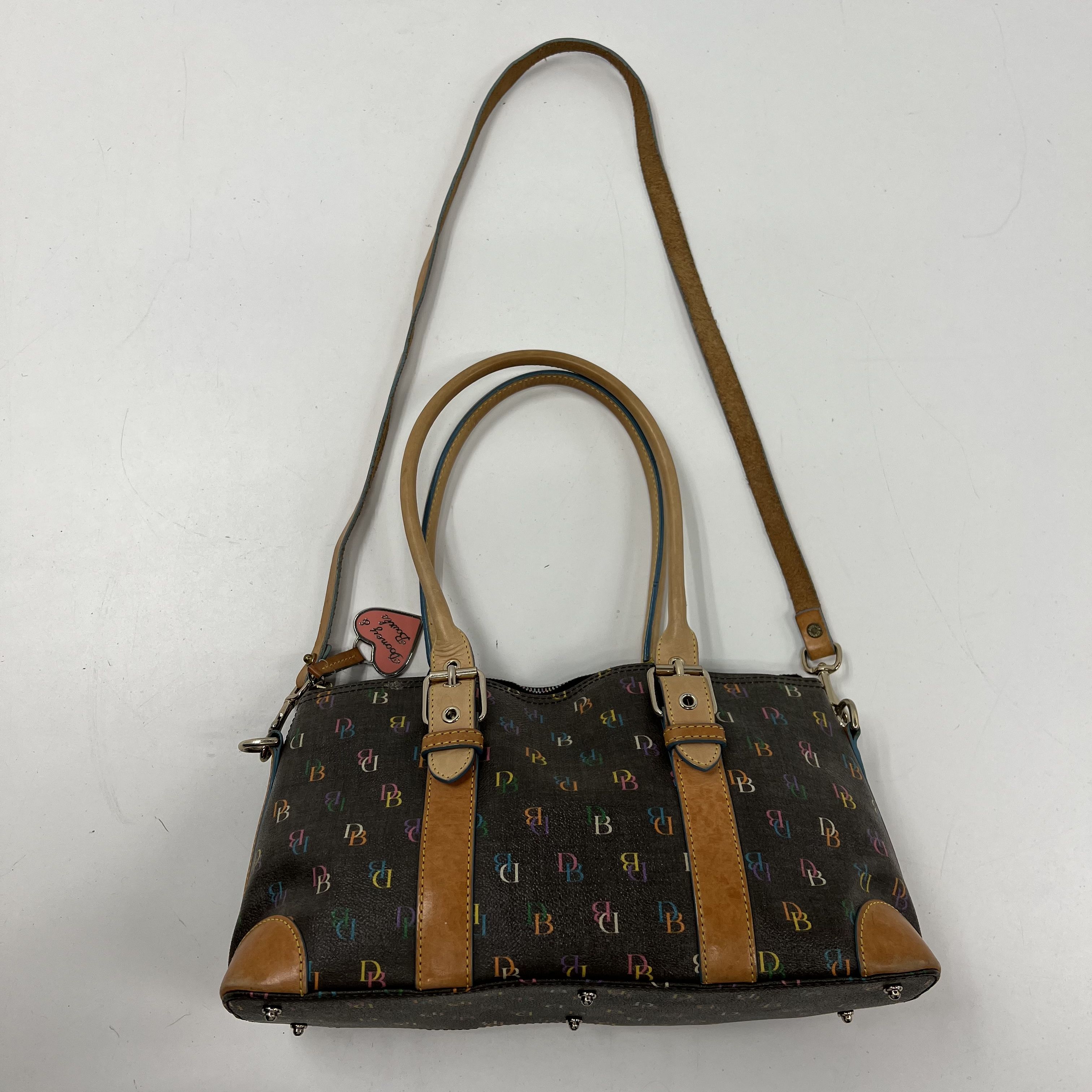 COA Dooney & Bourke Shoulder Top Handle Bag Brown Multi Color Logos H4 970852