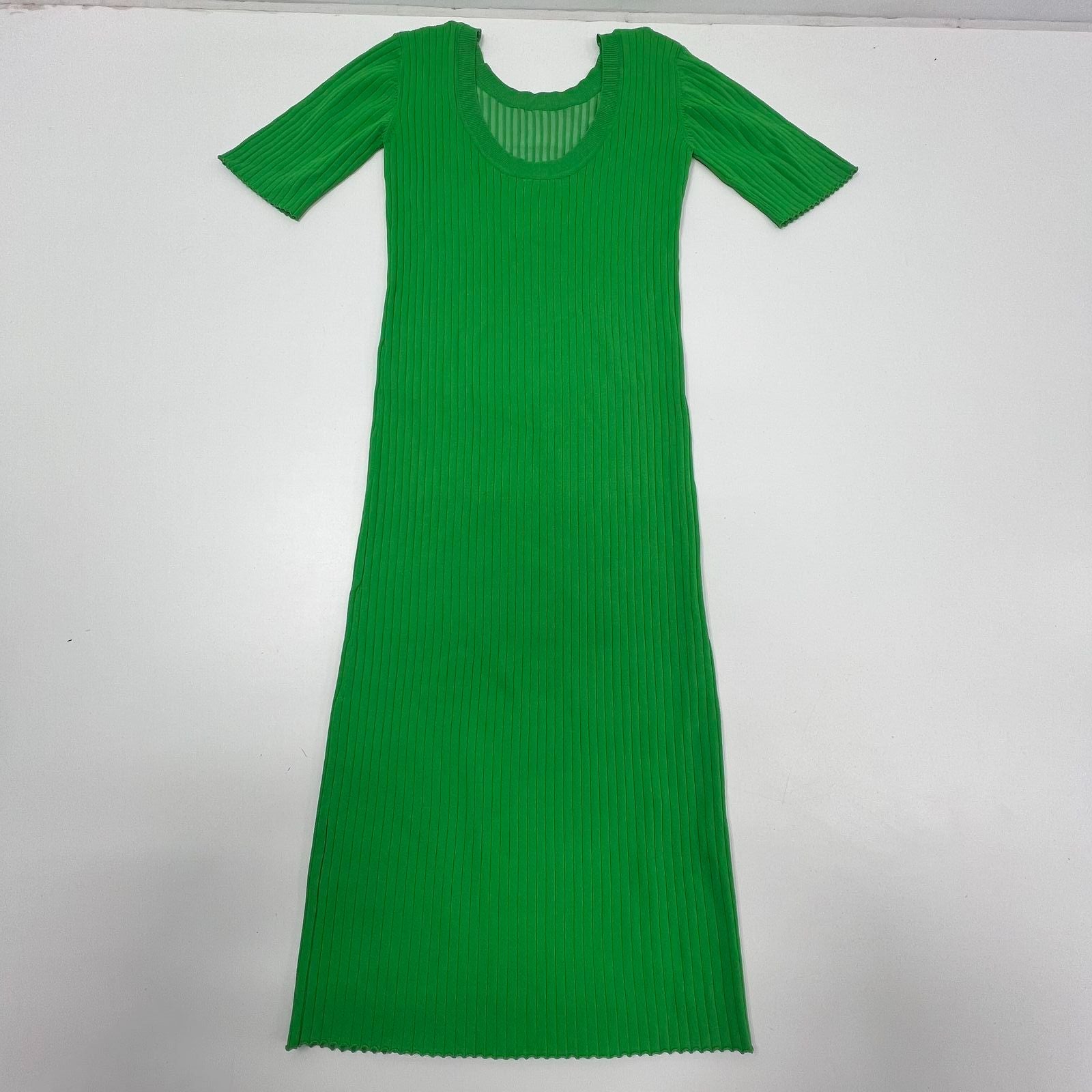 NWT Just Female Fresh Dress Kelly Green Ribbed Sleeved Dress Women's Small $103