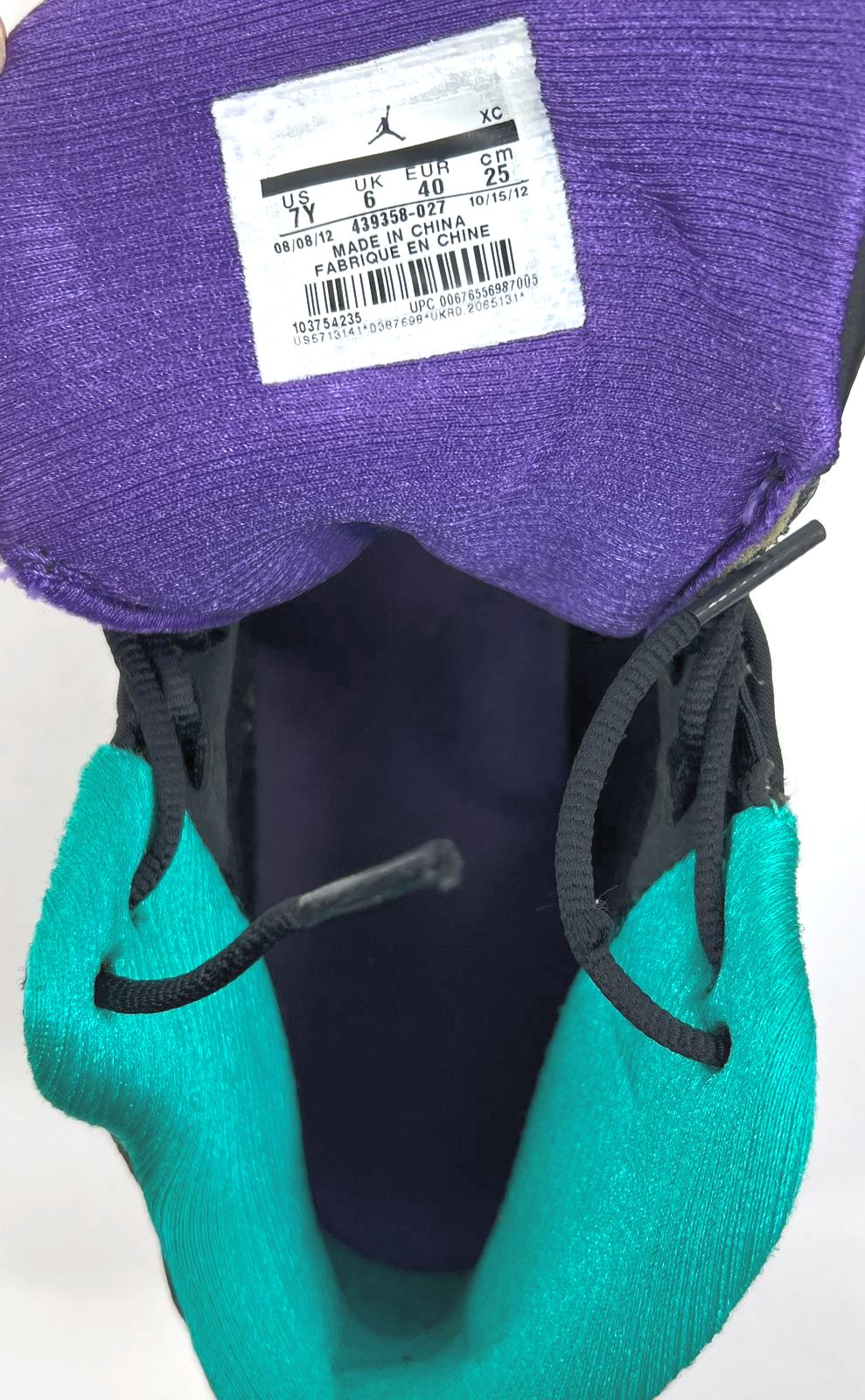 COA Girls' Nike Air Jordan 13 GS Black Atomic Teal Purple Shoes Size 6.5Y