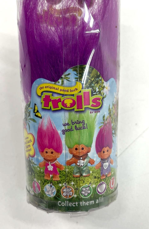 2006 DAM Good Luck Charm Trolls Doll Purple Hair Play Along Sealed NIB