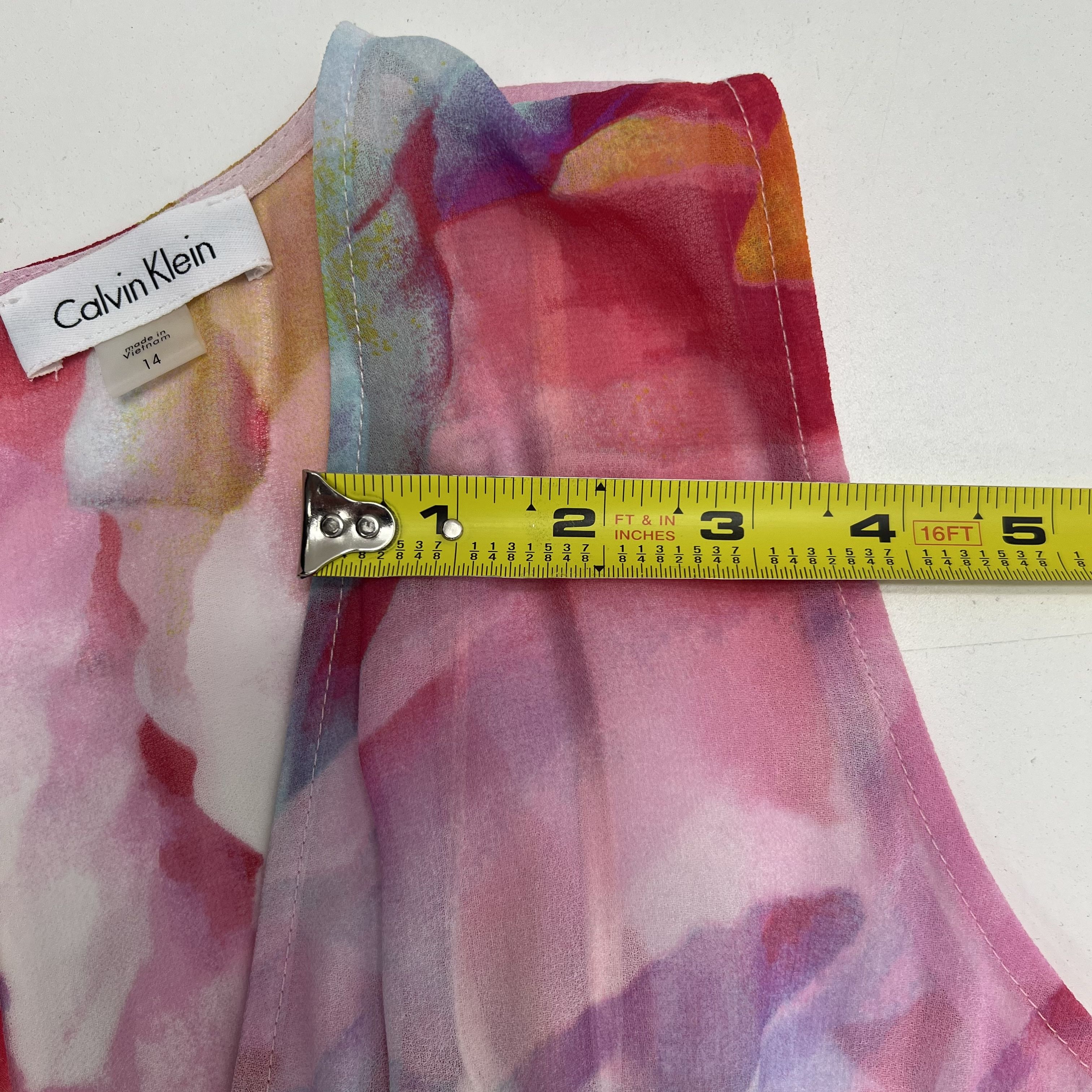 NWT Calvin Klein Watercolor Floral Midi Hi-Low Dress Women's 14 $118