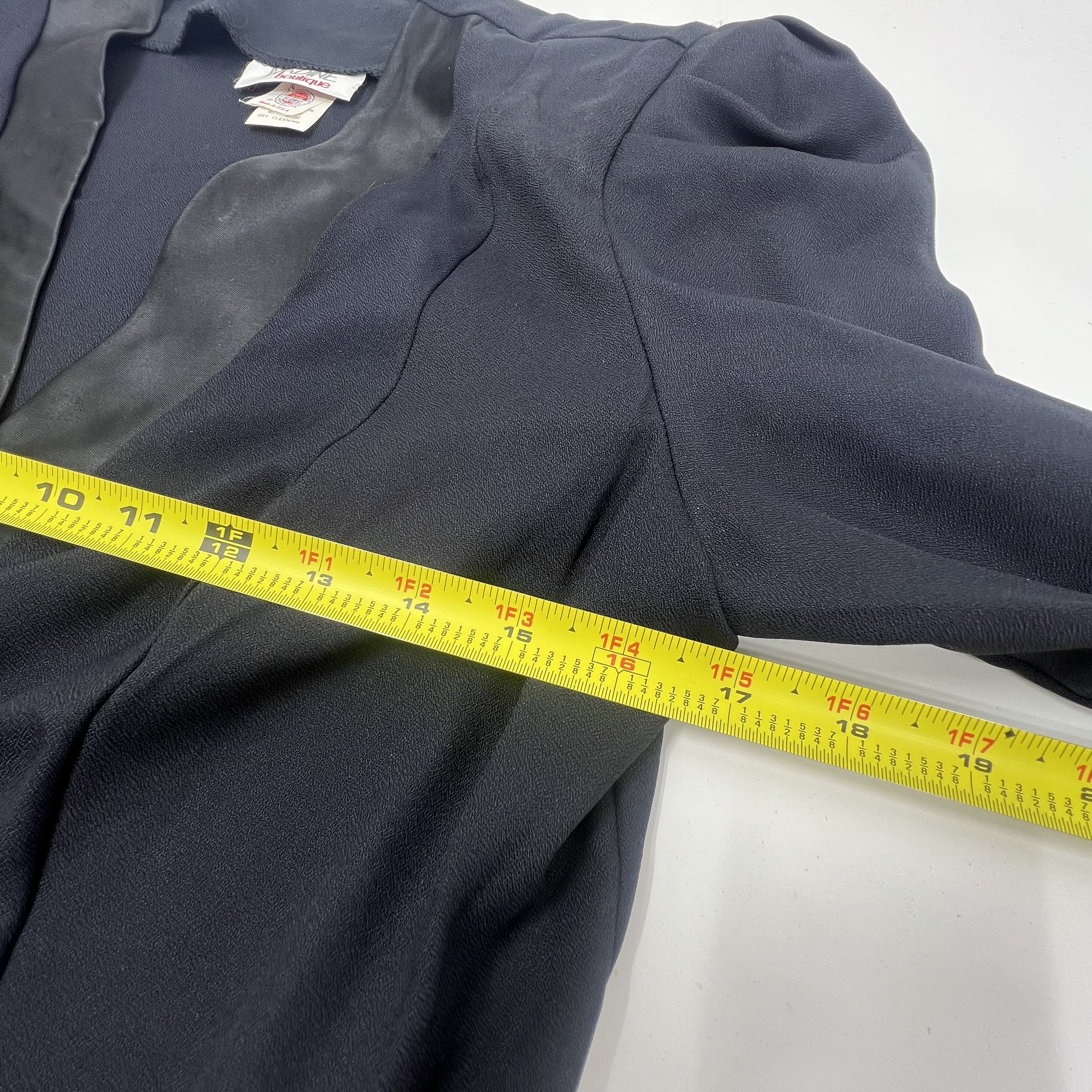 Vintage Nadine Boutique Black Blazer Satin Trim Casual Dress Women's 12
