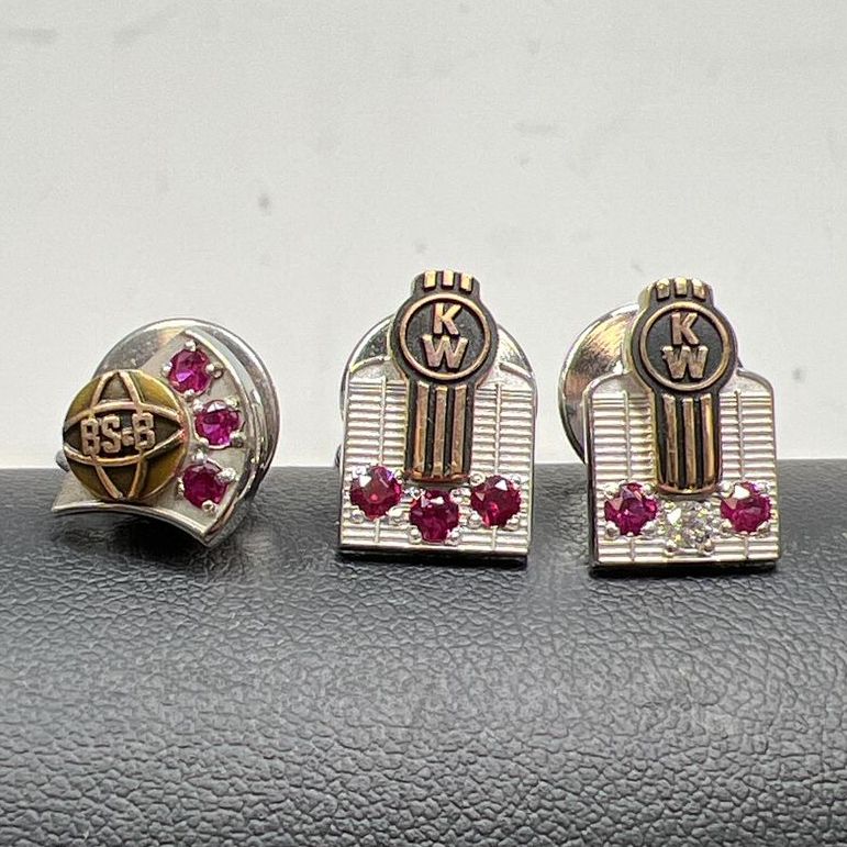 10K White & Yellow Gold Sapphire & Topaz Anniversary Pins 5.59g