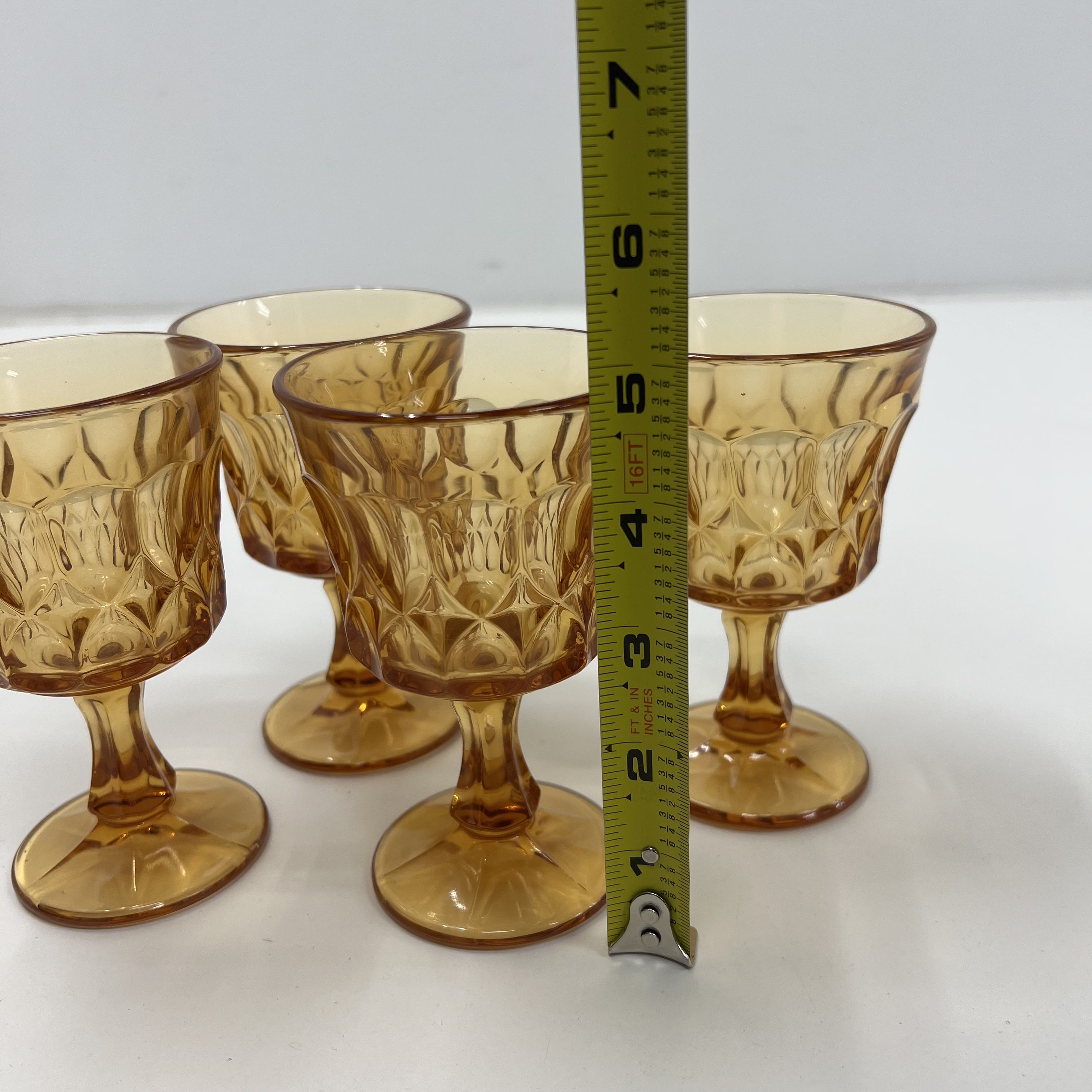 Vintage Noritake Perspective Amber Wine Goblets Set of 4