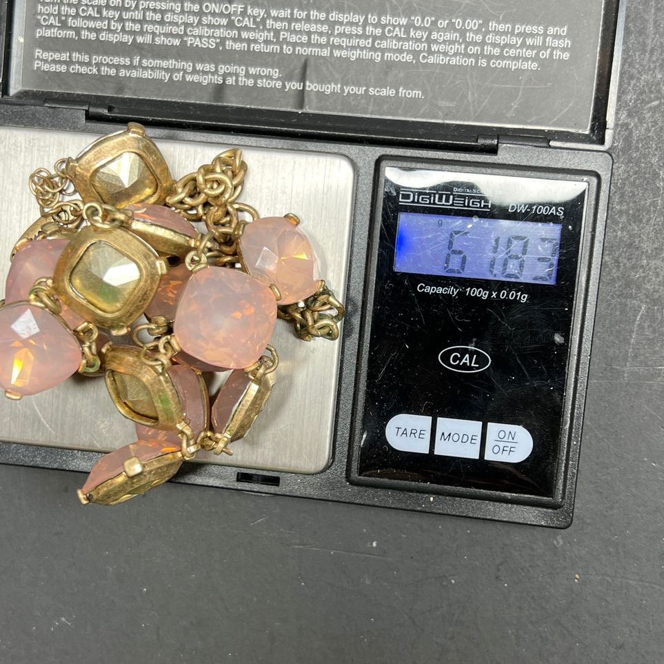 Plunder Pink Rhinestone Gold tone Statement Necklace