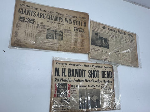 Vintage Newspaper Lot Boston Herald Post Saginaw News Bulletin 20th Century