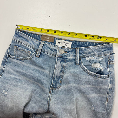 BKE Denim Charlie Light Wash Distressed Mid Rise Mom Jeans Women's 26 NWT