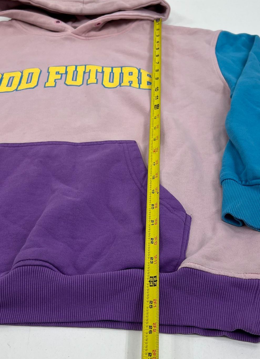 Men's Odd Future Pink Colorblock Pullover Kangaroo Pocket Hoodie - Size Large
