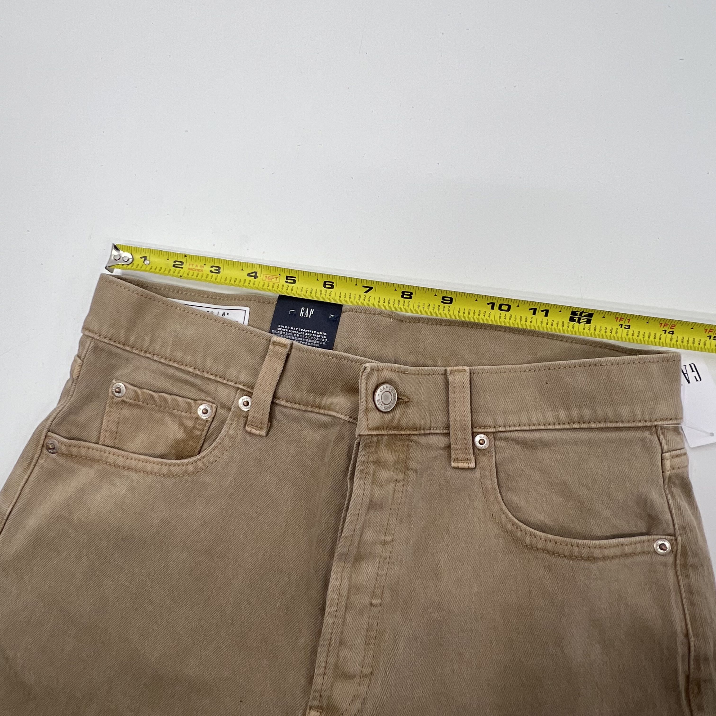 NWT Gap Tan Cheeky Straight High Rise Raw Hem Button Fly Jeans Women's 29