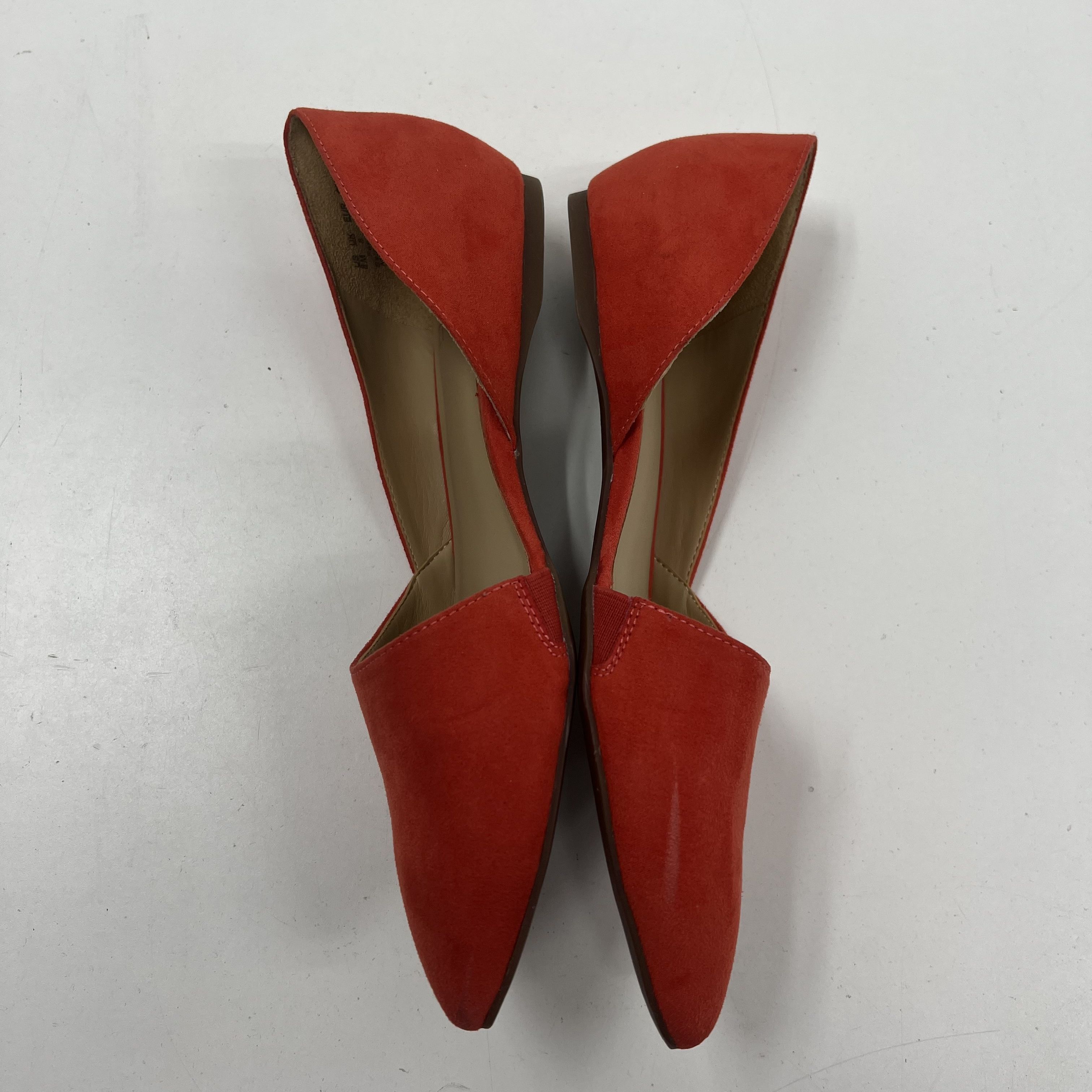 Naturalizer Tennessee Mango Orange Suede D'Orsay Pointed Toe Flats NIB Size 8M