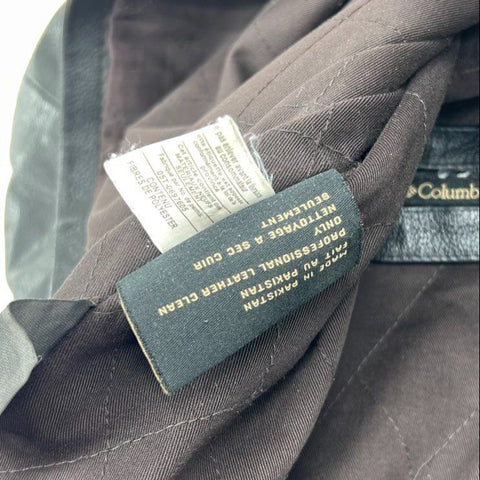 Columbia Vintage Y2K Black Pebbled Leather Full Zip Jacket Men's XL