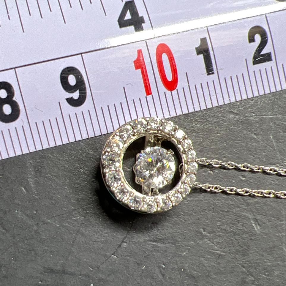 925 Sterling Silver Circle Rhinestone Pendant Necklace 3.2g