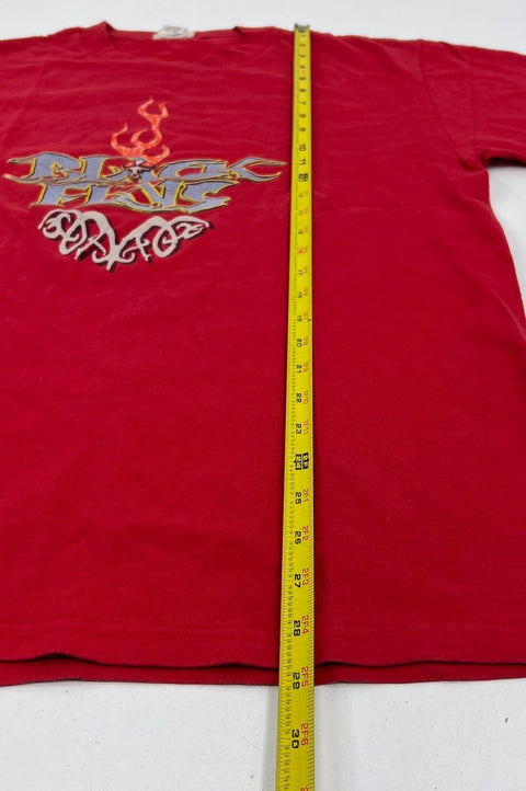 Vintage 90s Black Flys Flame Logo T-Shirt Single Stitch Made in USA Sz L