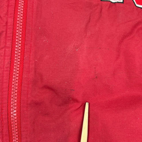 Vintage 90s Vesi Nebraska Huskers Red Embroidered Hooded Windbreaker Mens L