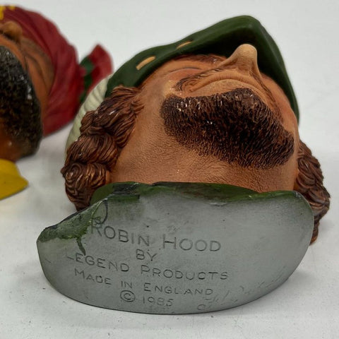Vintage Legend Products Robin Hood & Bossons Punjabi Chalkware Wall Head Lot