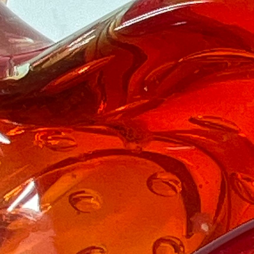 Collectible Red Orange Sunburst Murano Hand Blown Glass Art Shallow Dish