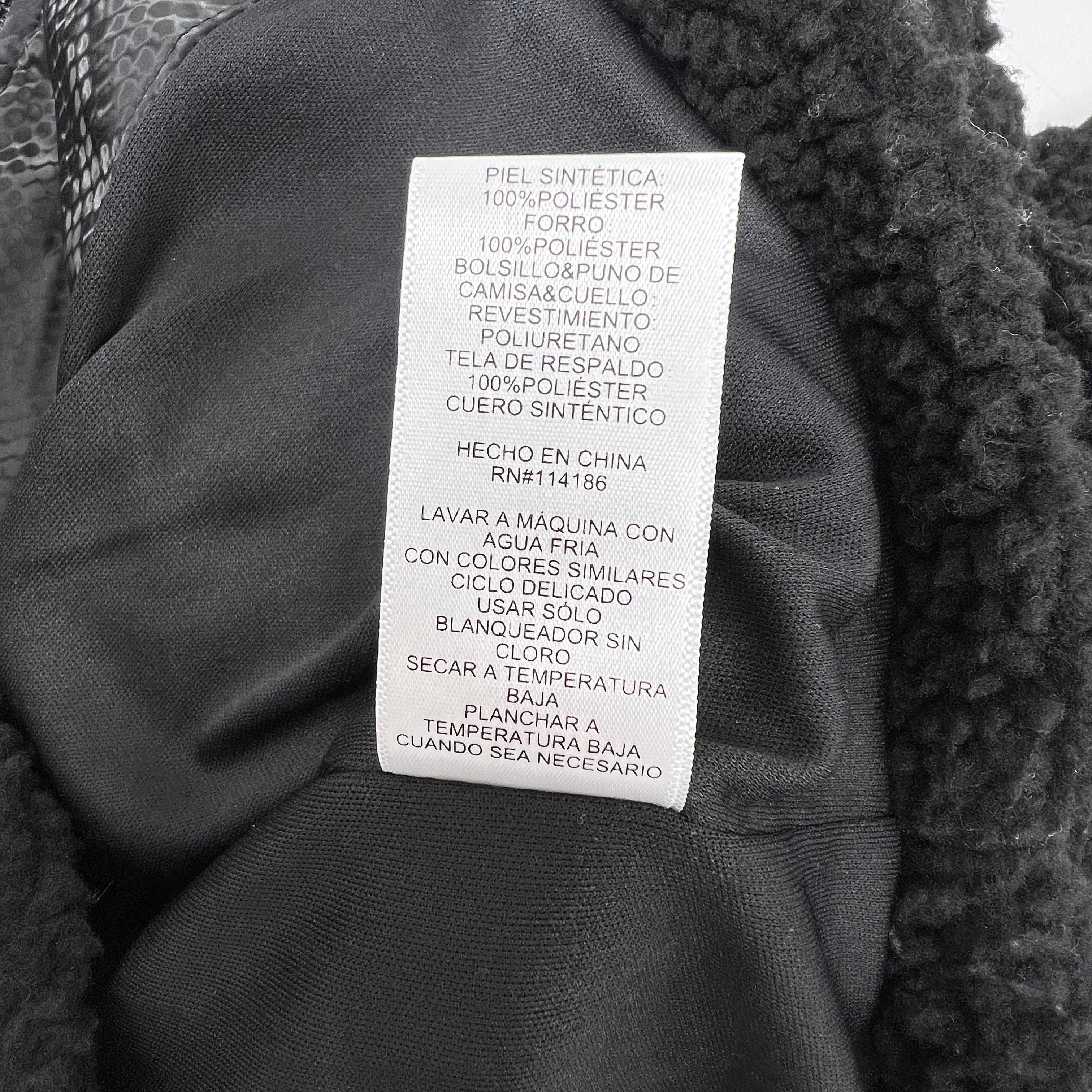 Juicy by Juicy Couture Sherpa Teddy Jacket Faux Snakeskin Full Zip Black XS