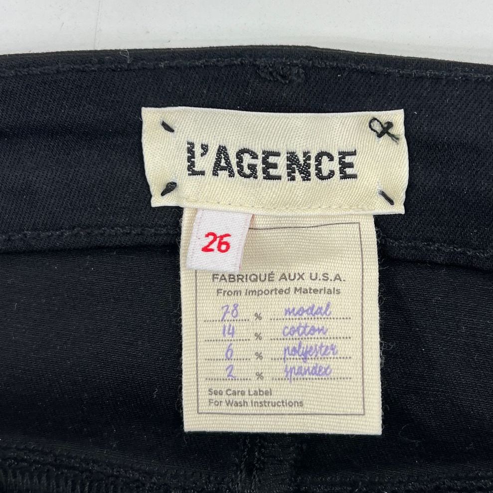 Women's L'Agence Black Faux Leather Modal/Cotton Blend Pants - Size 26