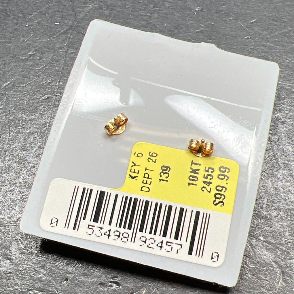 10K Yellow Gold Emerald & Diamond Heart Earrings NIB 1.44g
