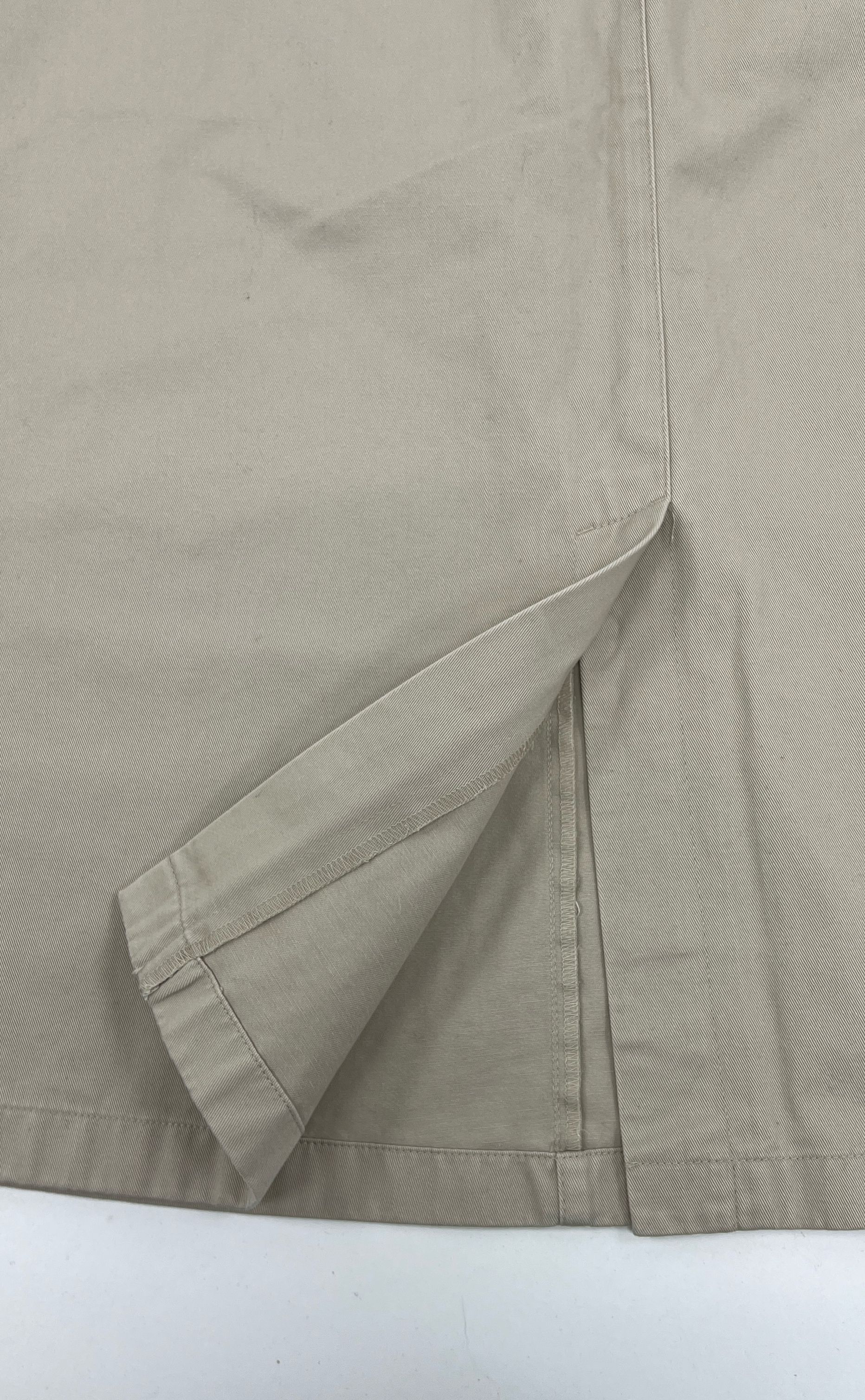 Vintage Women's LL Bean Original Fit Plain Khaki 100% Cotton Midi Skirt Size 6R