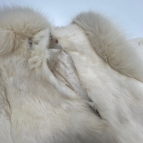 Vintage 70s 80s Rabbit Fur Coat Fox Fur Trim Full Length Winter Jacket