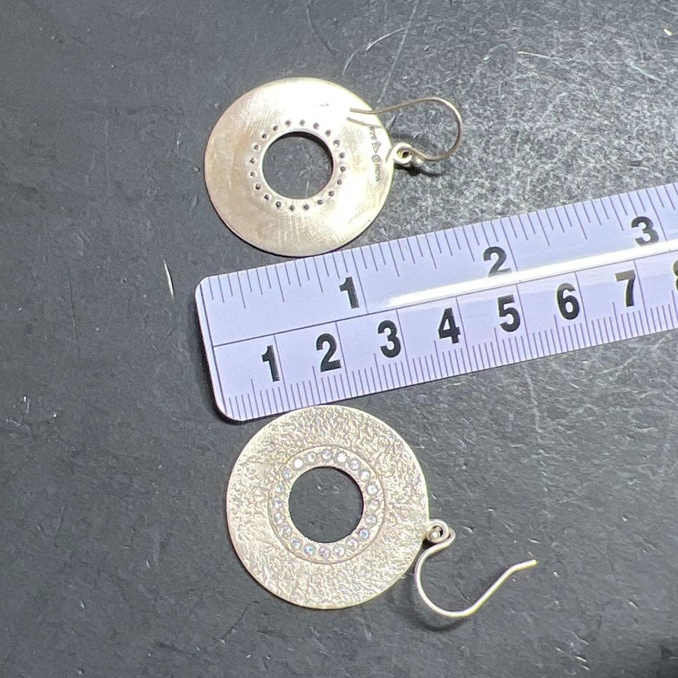Silpada 925 Sterling Silver Circle Rhinestone Dangle Earrings 8.52g