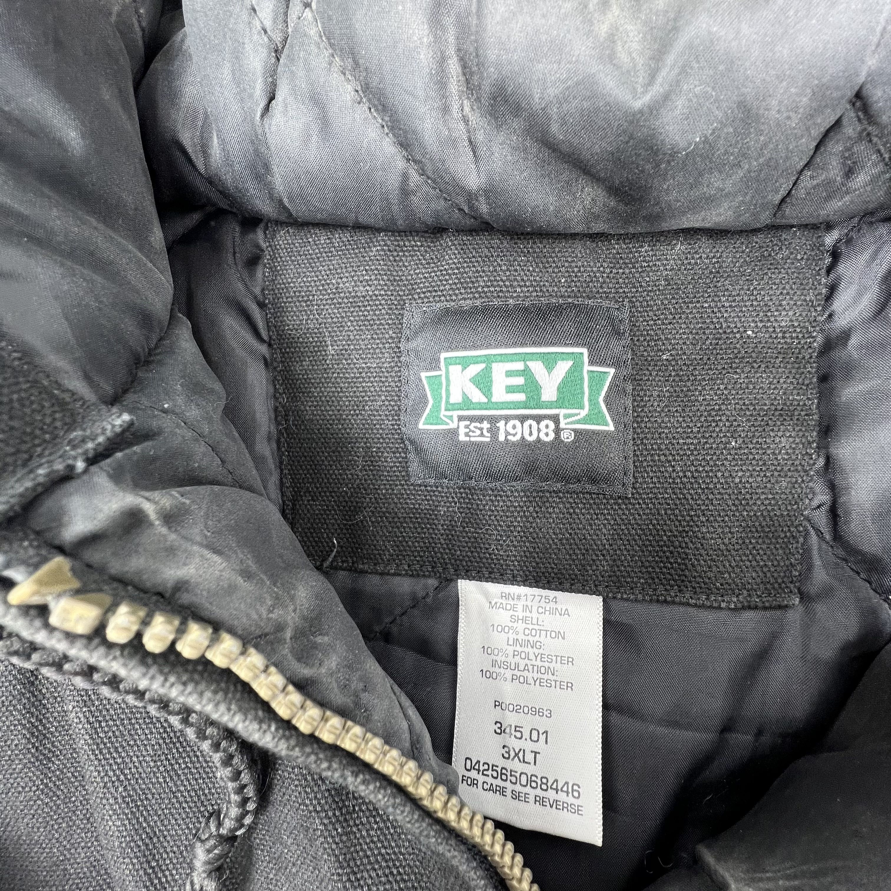 KEY Black Outerwear Jacket Full Zip Men's 3XLT 100% Cotton