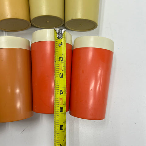 Vintage Gitsware Therma-Glass Insulated Tumblers 9 Pc Set MCM Earth Tones USA