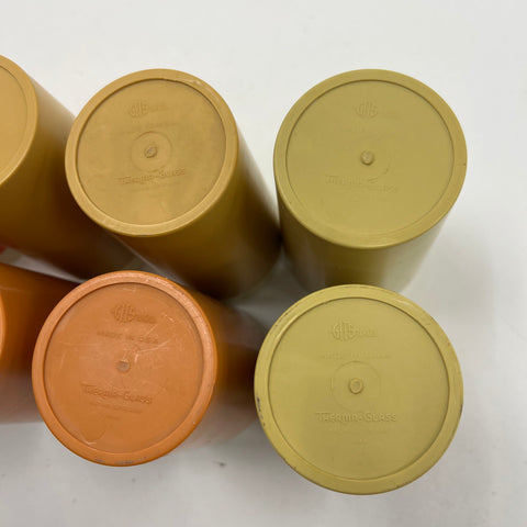 Vintage Gitsware Therma-Glass Insulated Tumblers 9 Pc Set MCM Earth Tones USA