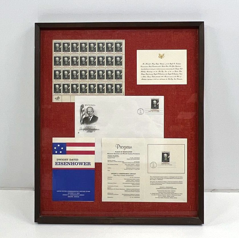 Dwight D Eisenhower Framed Stamp Collection 1969 First Day Cover FDC Ephemera
