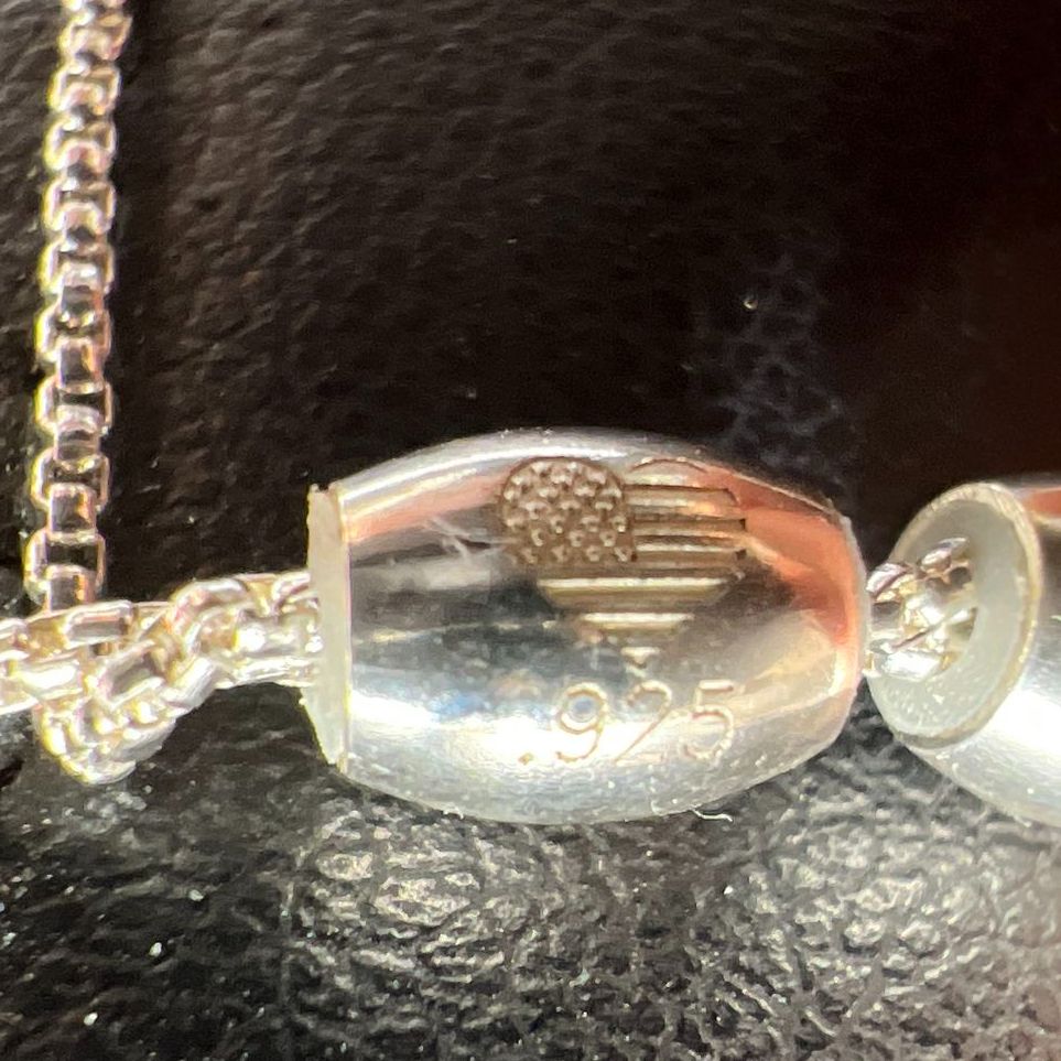 Alex & Ani 925 Sterling Silver Letter E & Red Glass Pendant Necklace
