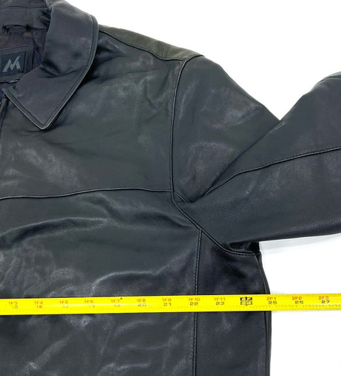 Vintage 90s Members Only Leather Bomber Full Zip Jacket Black Sz L