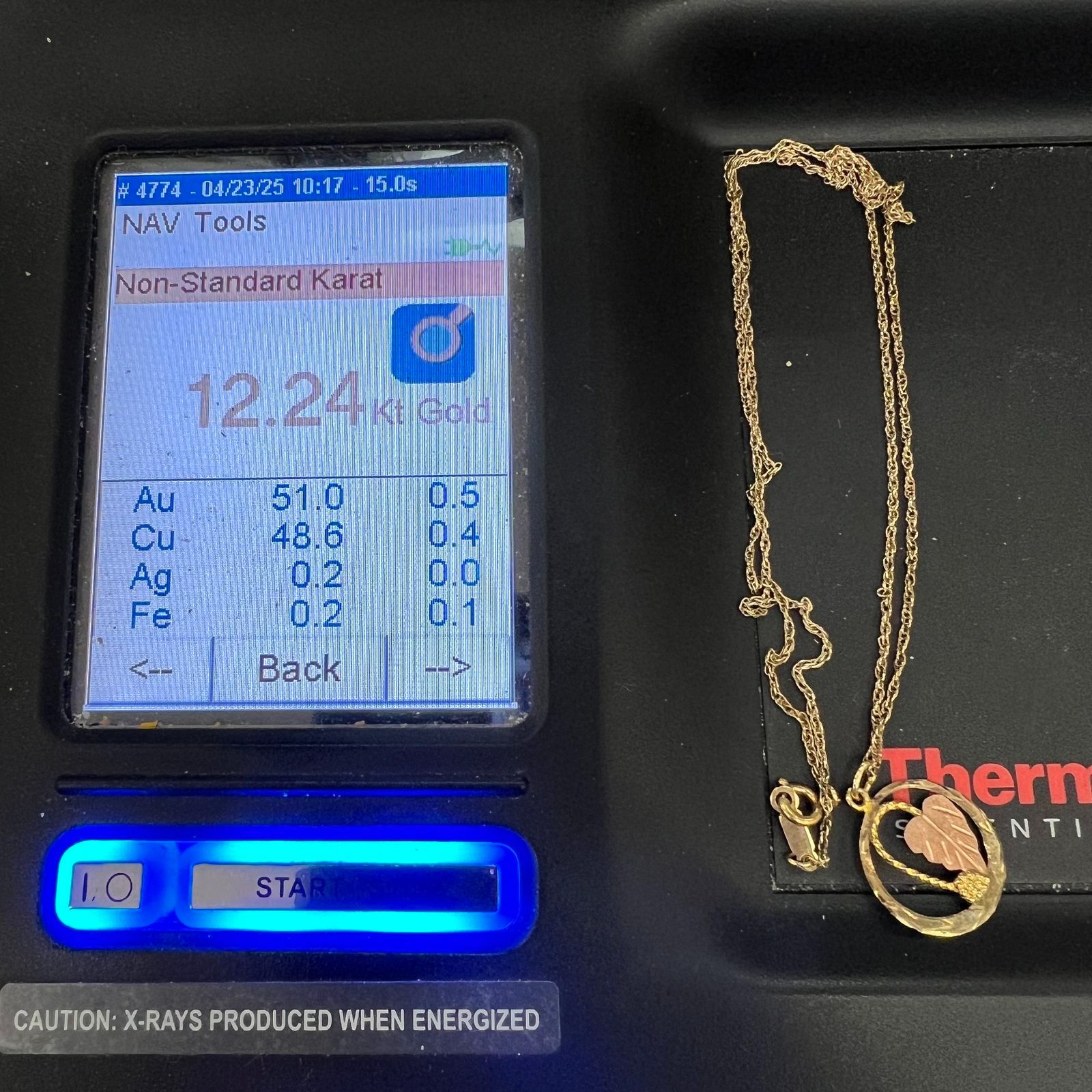 12K Black Hills Gold Leaf Pendant on GF Chain Necklace