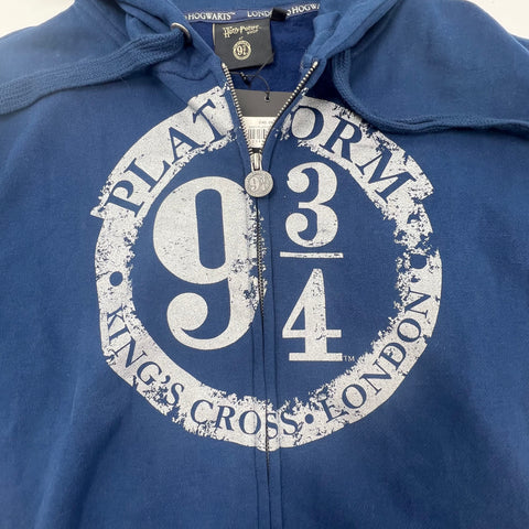 NWT Harry Potter Navy Platform 9 3/4 Zip Up Hoodie Sweatshirt Unisex Size S