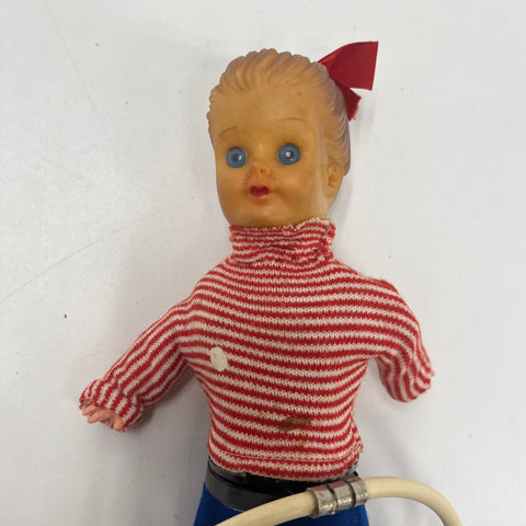 Vintage Hula Hoop Girl Doll Wind Up Toy Mid Century 1950s Plastic