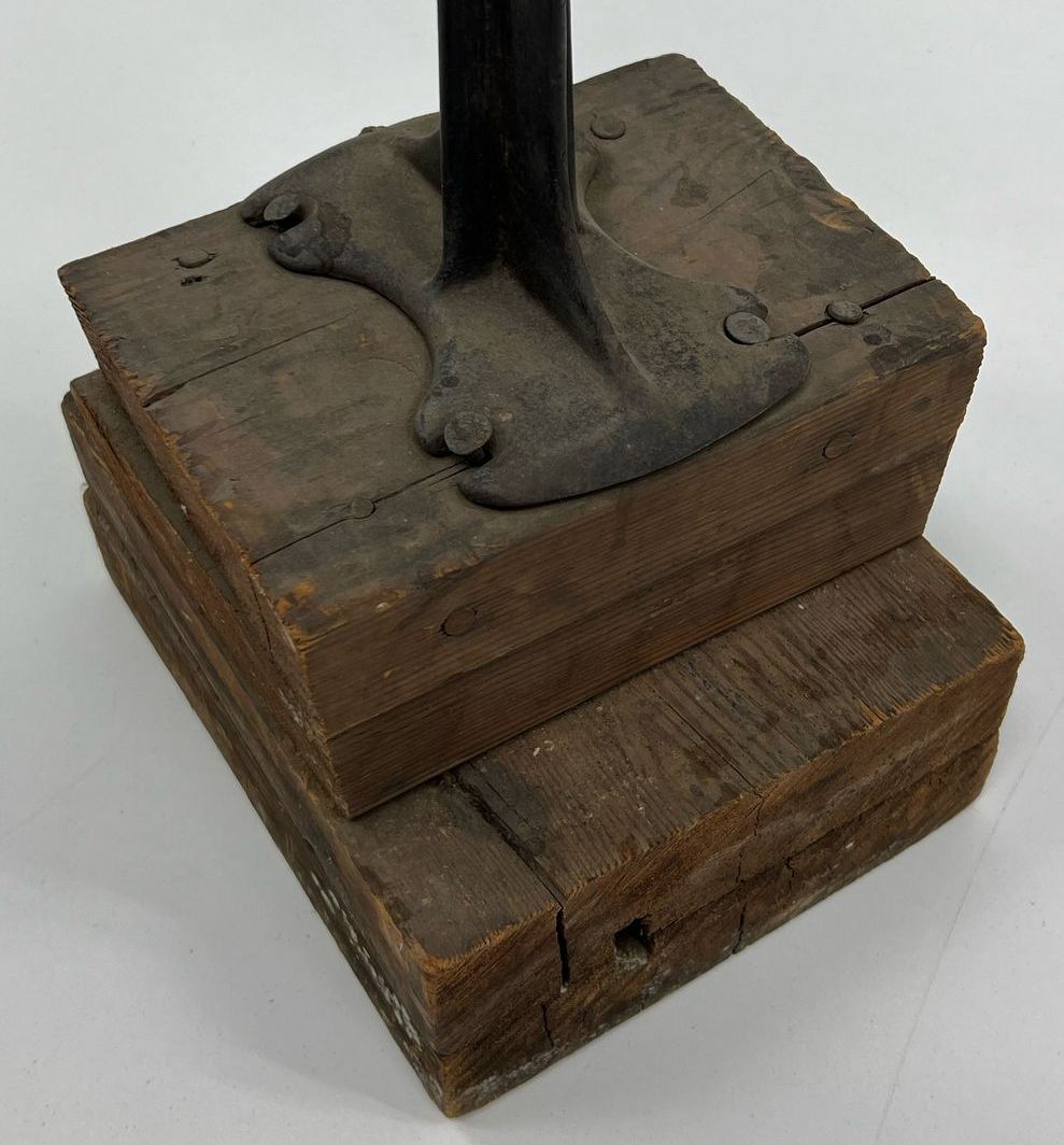 Antique Cast Iron Cobblers Shoe Stand Equipment Eclipse on Wood Block Base