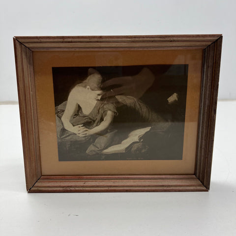 After Pompeo Battoni Print Penitent Magdalene 9x11 Religious Art Vintage Framed
