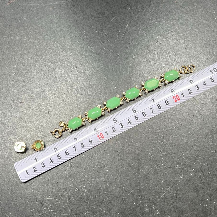 J Crew Gold & Green Tone Earrings and Bracelet Set