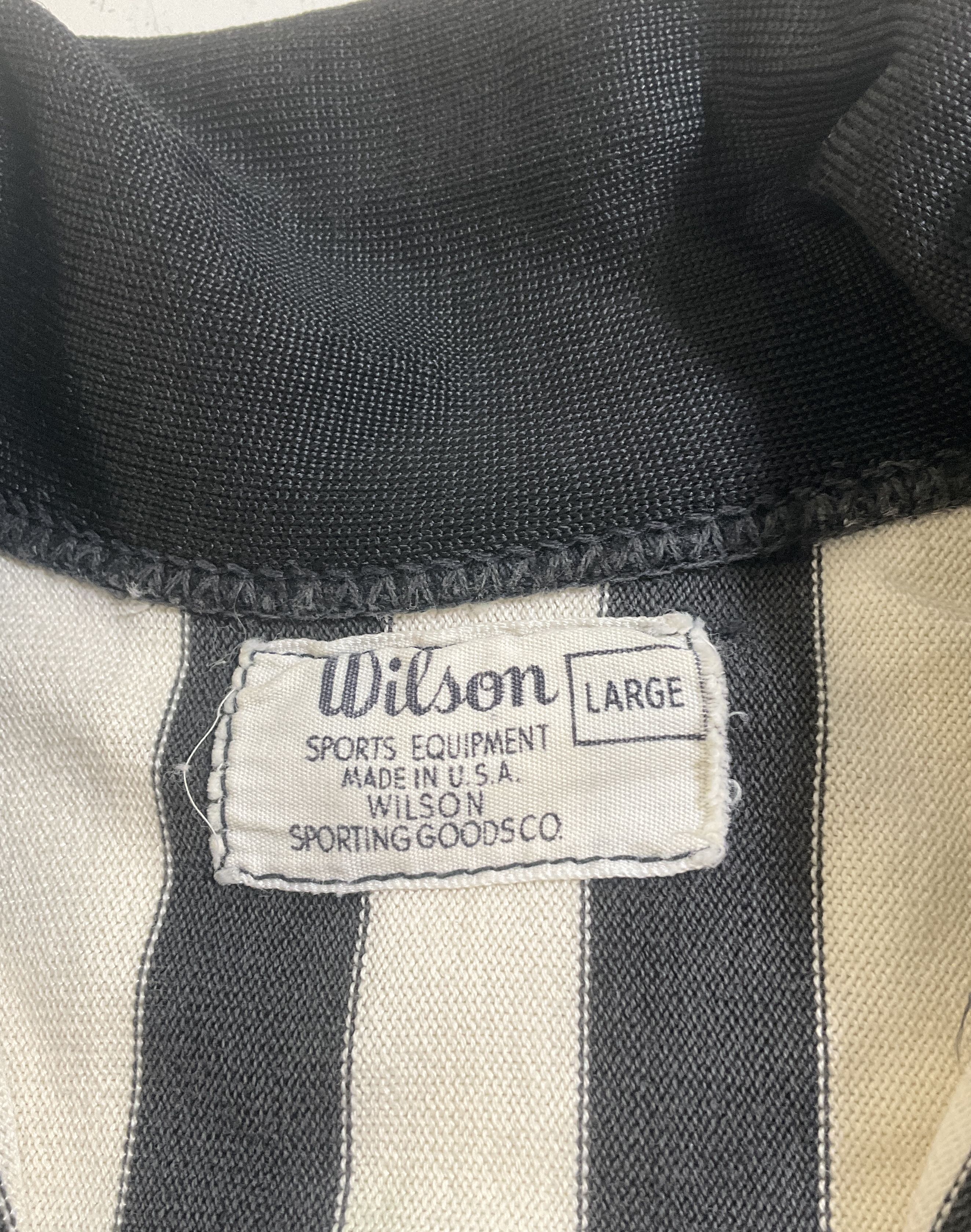 Vintage 70s Wilson Referee Striped Quarter Zip Shirt Made in USA Talon L