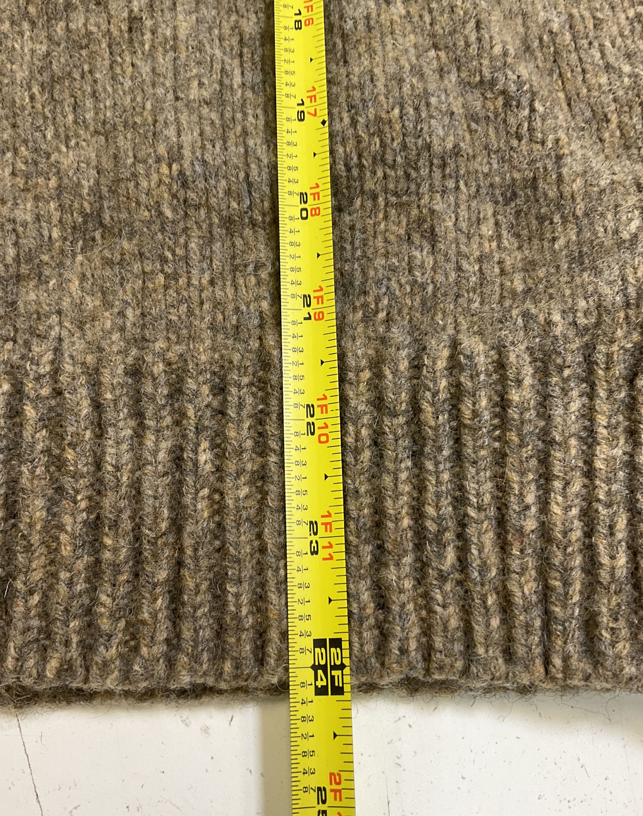 LL Bean Brown Heathered Lambswool Mock Neck Henley Sweater Men's M