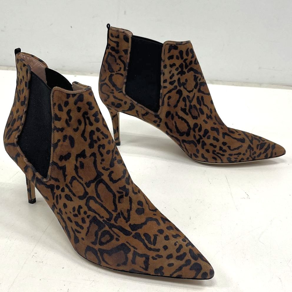 SJP by Sarah Jessica Parker Busker Leopard Suede Ankle Boots Size 41 US 11